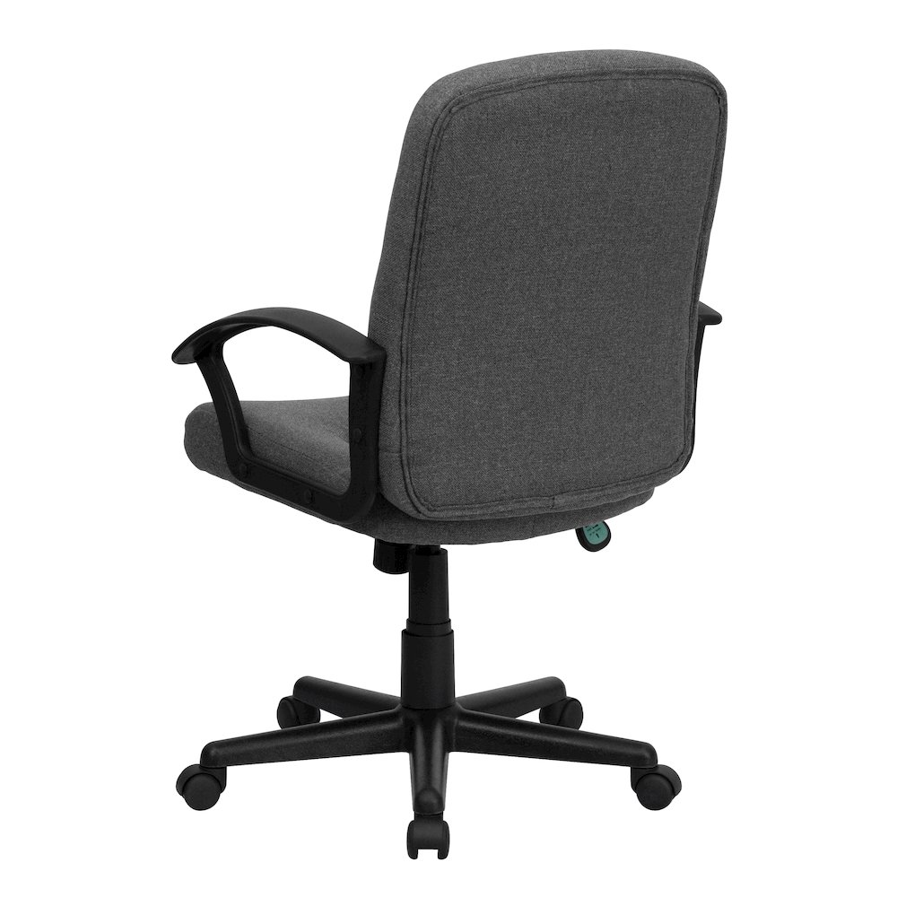 Mid-Back Gray Fabric Executive Swivel Office Chair with Nylon Arms. Picture 7