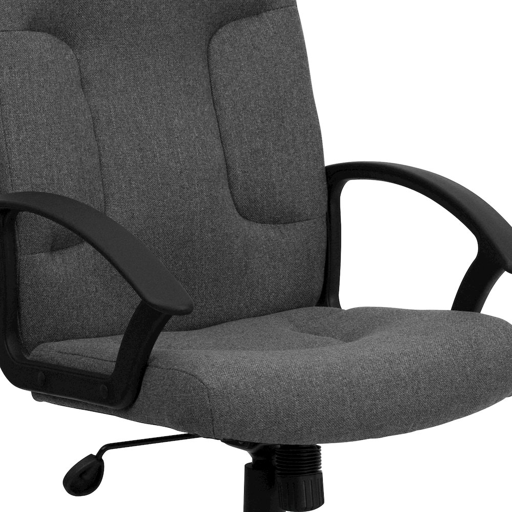 Mid-Back Gray Fabric Executive Swivel Office Chair with Nylon Arms. Picture 11