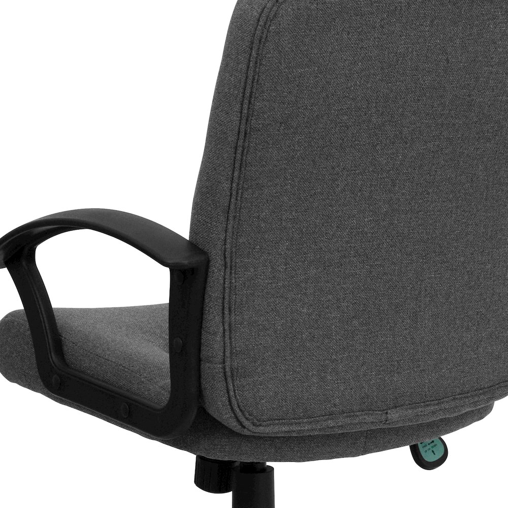 Mid-Back Gray Fabric Executive Swivel Office Chair with Nylon Arms. Picture 8
