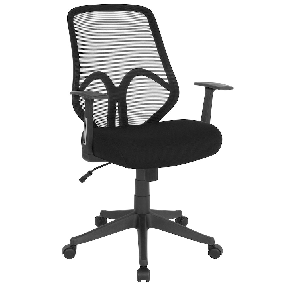 High Back Black Mesh Office Chair with Arms. Picture 1