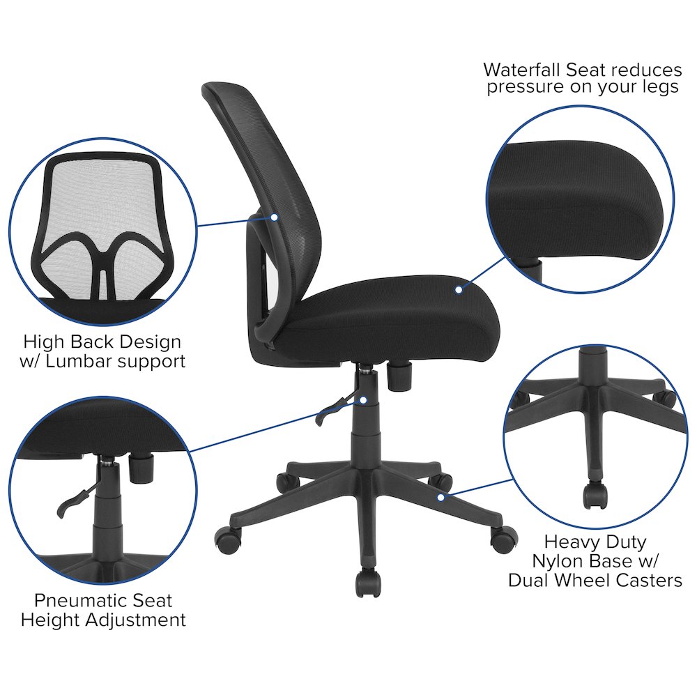 High Back Black Mesh Office Chair. Picture 5