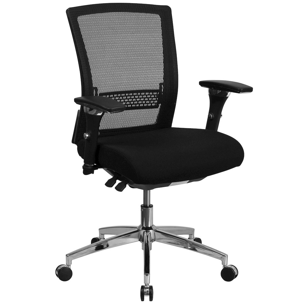 300 lb. Rated Black Mesh Multifunction Office Chair with Seat Slider. Picture 1