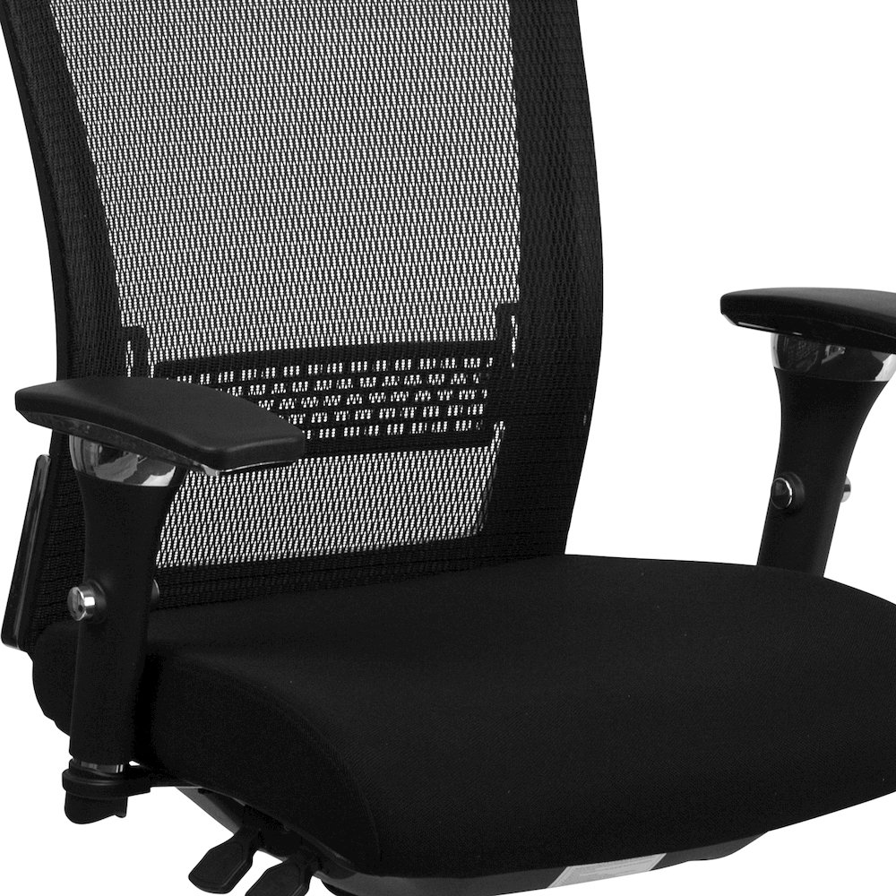 300 lb. Rated Black Mesh Multifunction Office Chair with Seat Slider. Picture 5