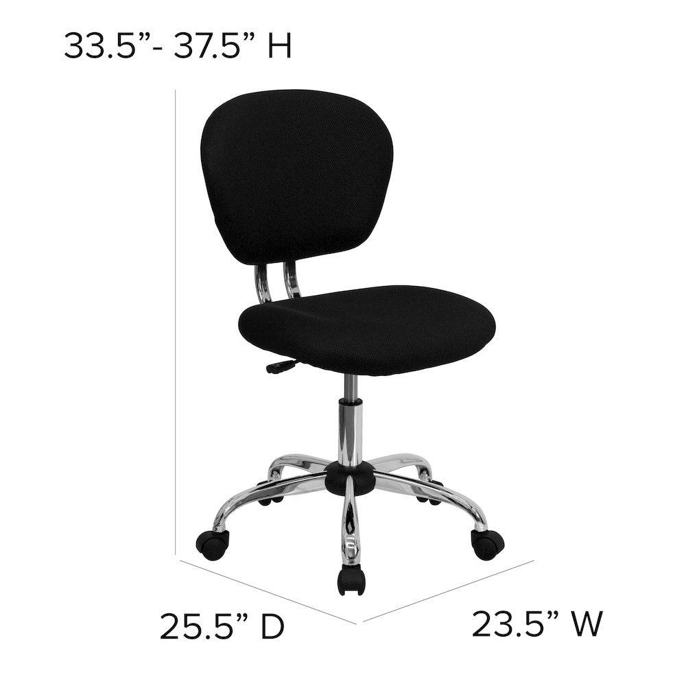 Mid-Back Black Mesh Padded Swivel Task Office Chair with Chrome Base. Picture 7
