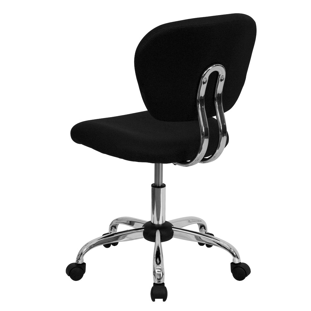 Mid-Back Black Mesh Padded Swivel Task Office Chair with Chrome Base. Picture 8