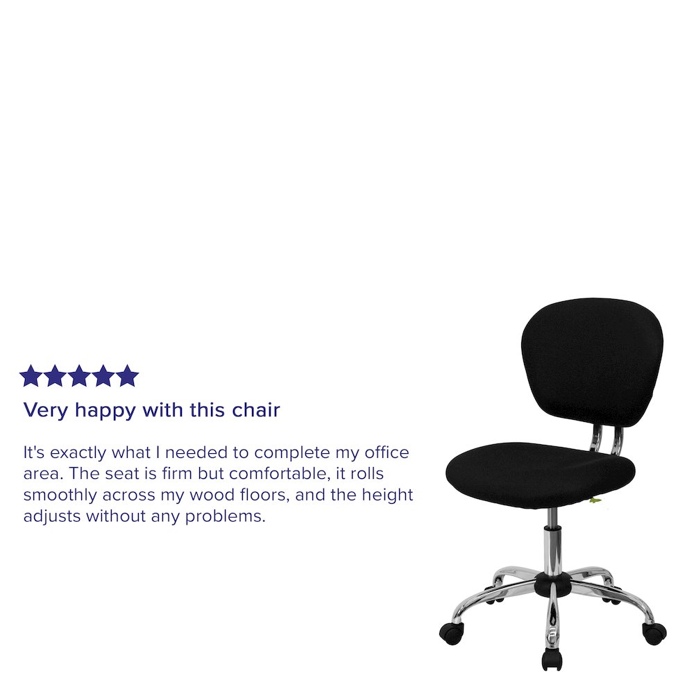 Mid-Back Black Mesh Padded Swivel Task Office Chair with Chrome Base. Picture 5