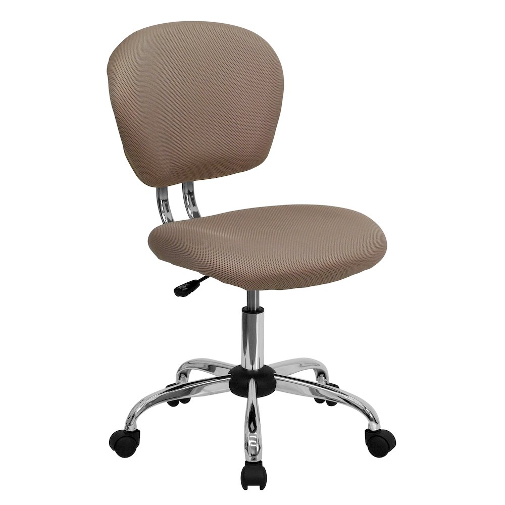 Mid-Back Coffee Brown Mesh Padded Swivel Task Office Chair with Chrome Base. Picture 1