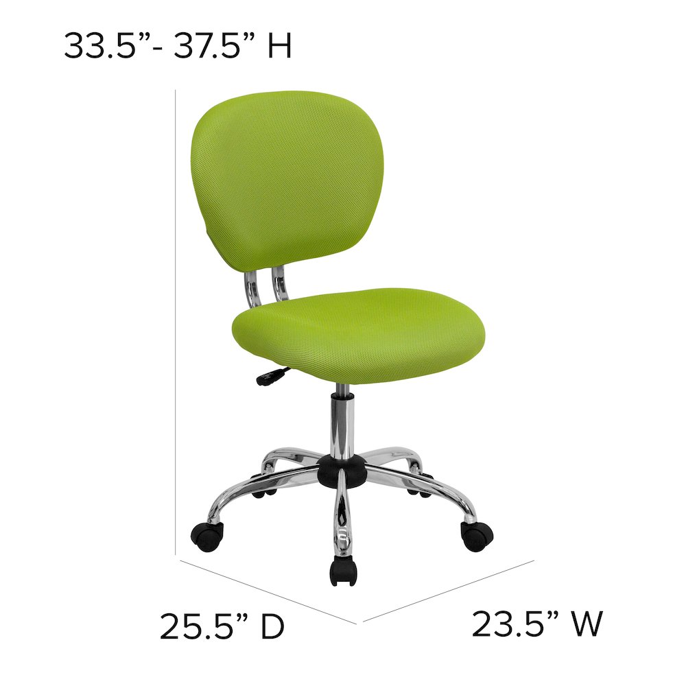Mid-Back Apple Green Mesh Padded Swivel Task Office Chair with Chrome Base. Picture 7