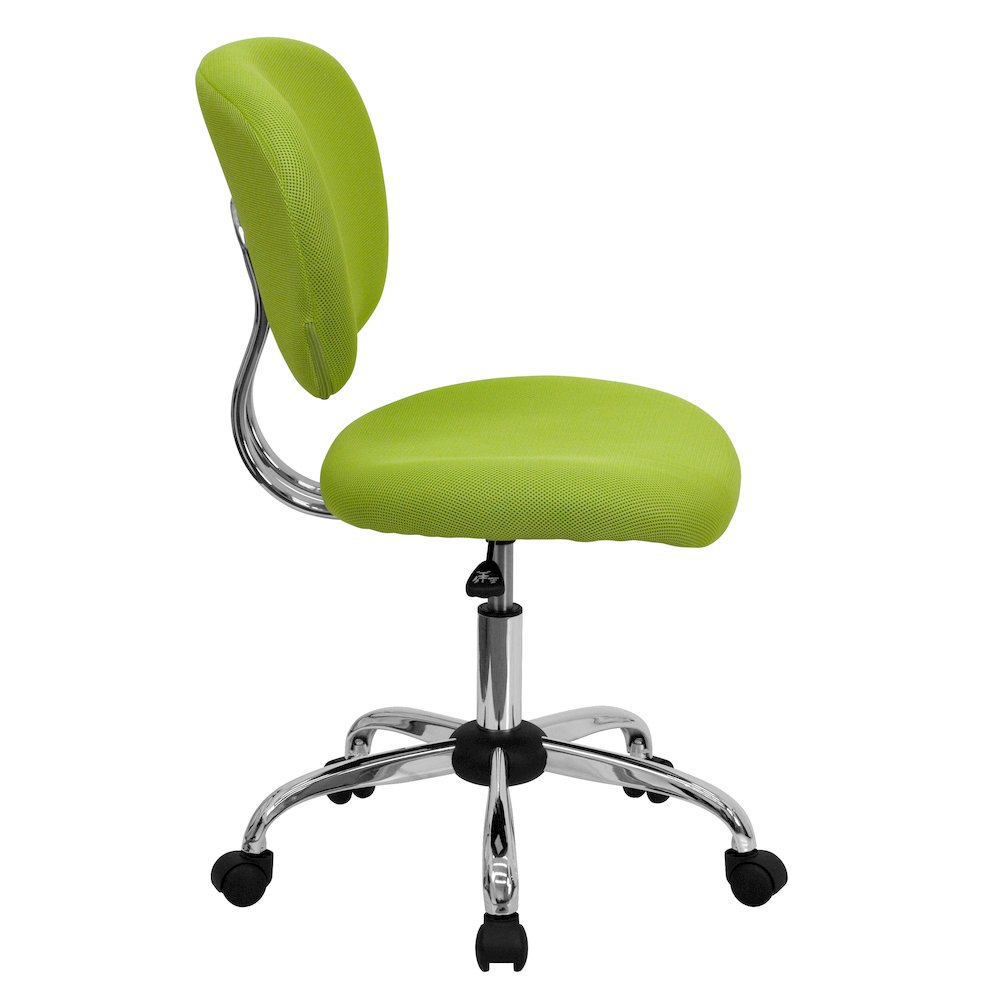 Mid-Back Apple Green Mesh Padded Swivel Task Office Chair with Chrome Base. Picture 10