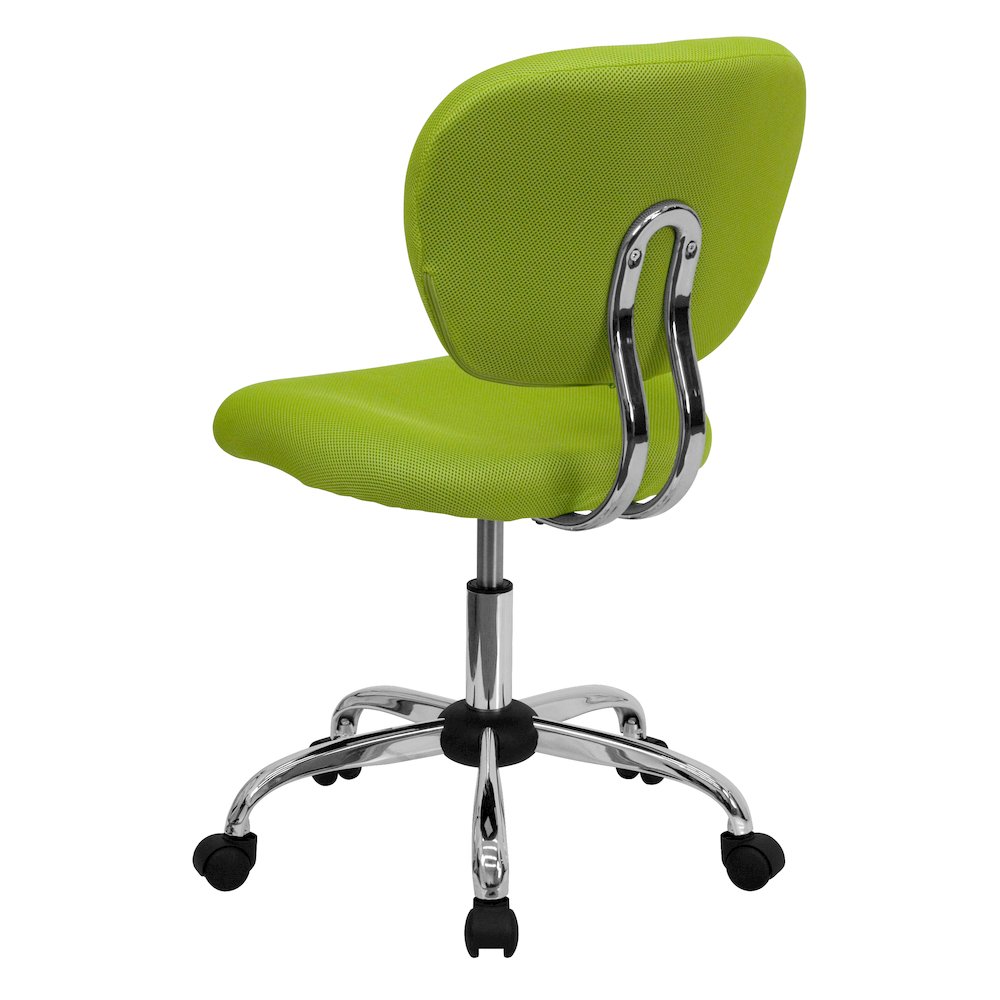 Mid-Back Apple Green Mesh Padded Swivel Task Office Chair with Chrome Base. Picture 8
