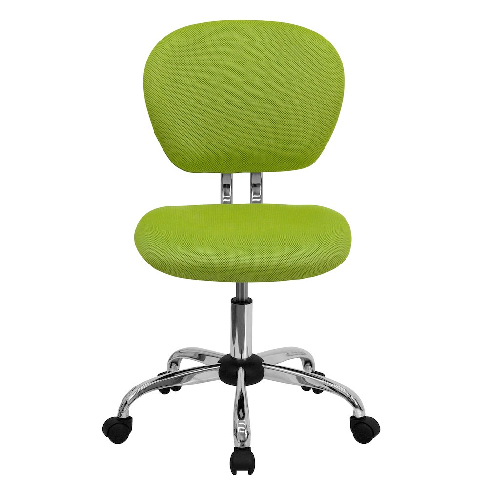 Mid-Back Apple Green Mesh Padded Swivel Task Office Chair with Chrome Base. Picture 11