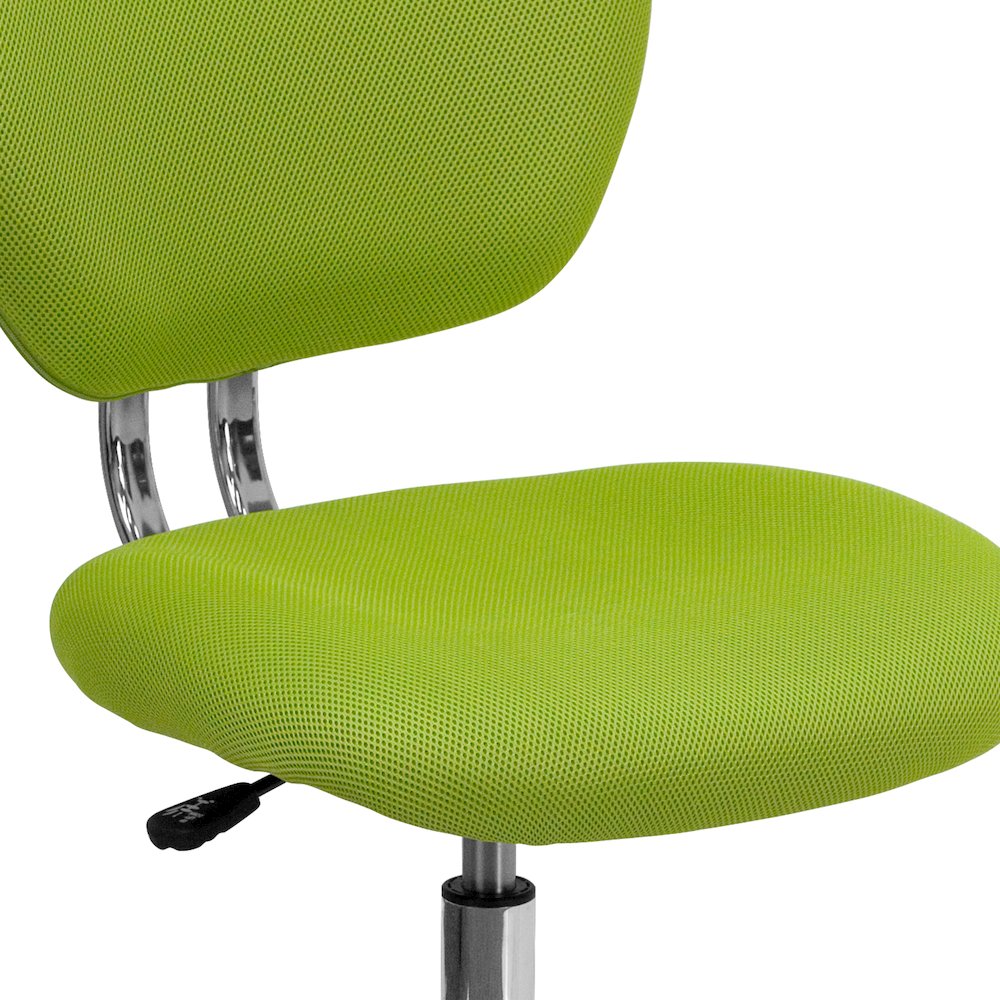 Mid-Back Apple Green Mesh Padded Swivel Task Office Chair with Chrome Base. Picture 12
