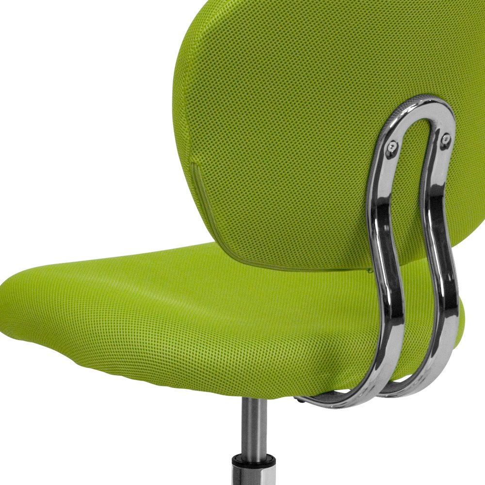 Mid-Back Apple Green Mesh Padded Swivel Task Office Chair with Chrome Base. Picture 9