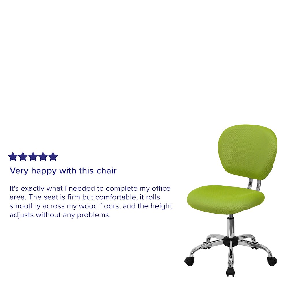 Mid-Back Apple Green Mesh Padded Swivel Task Office Chair with Chrome Base. Picture 5