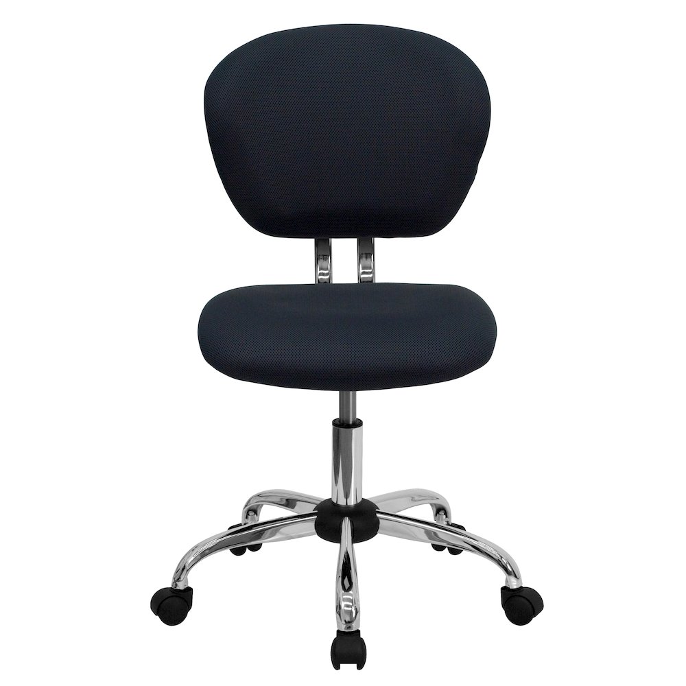 Mid-Back Gray Mesh Padded Swivel Task Office Chair with Chrome Base. Picture 5