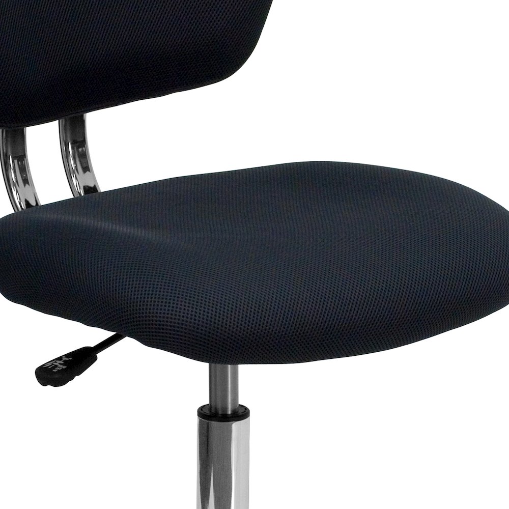 Mid-Back Gray Mesh Padded Swivel Task Office Chair with Chrome Base. Picture 7