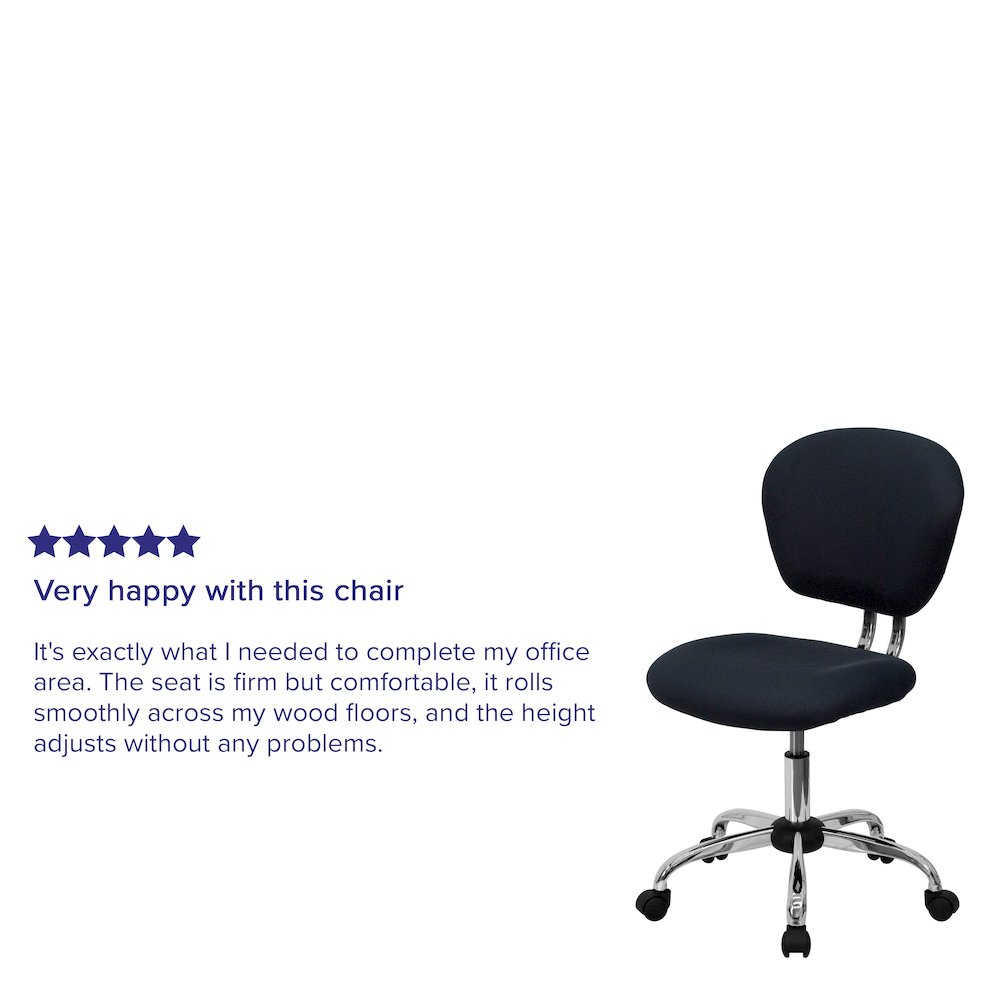 Mid-Back Gray Mesh Padded Swivel Task Office Chair with Chrome Base. Picture 10