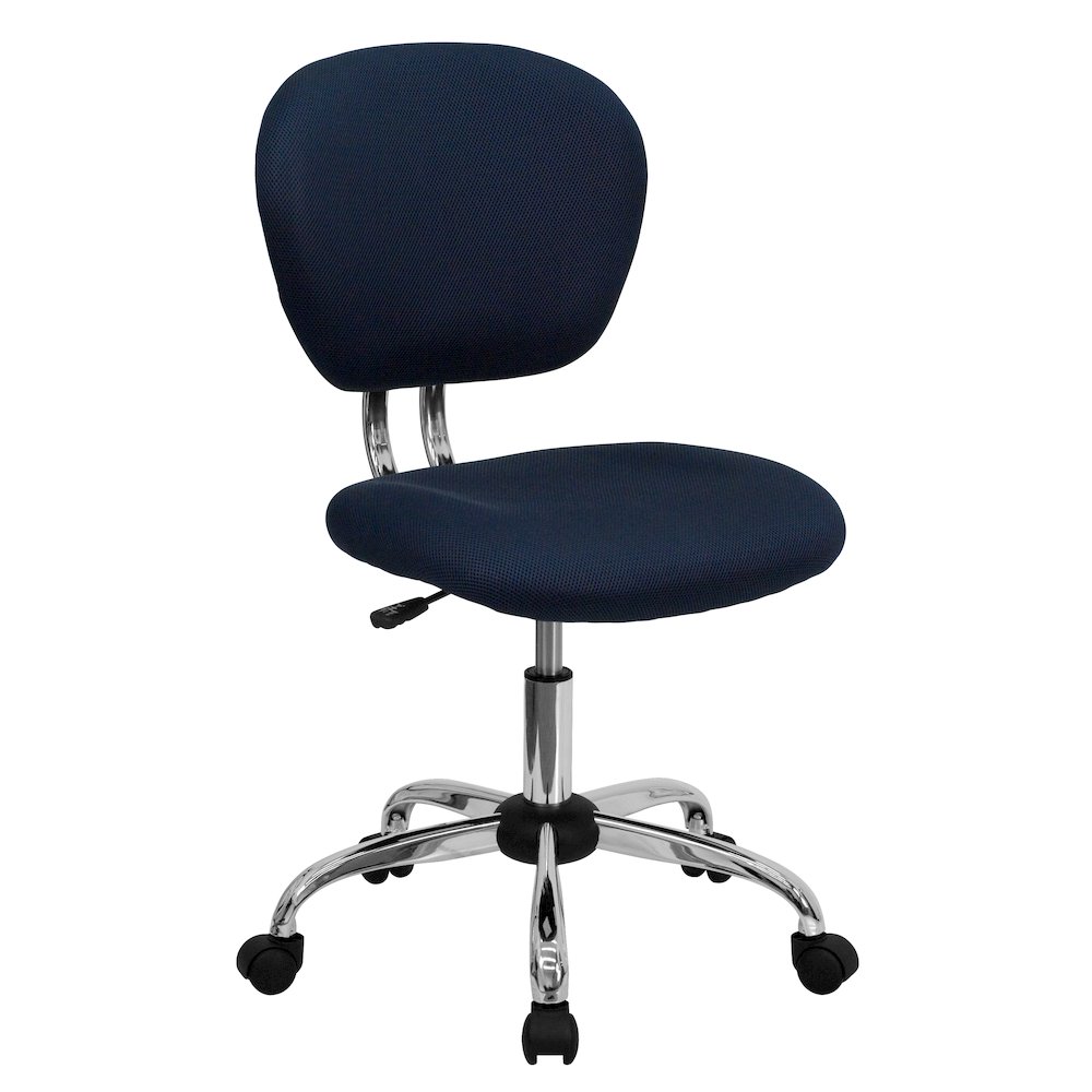 Mid-Back Navy Mesh Padded Swivel Task Office Chair with Chrome Base. Picture 1