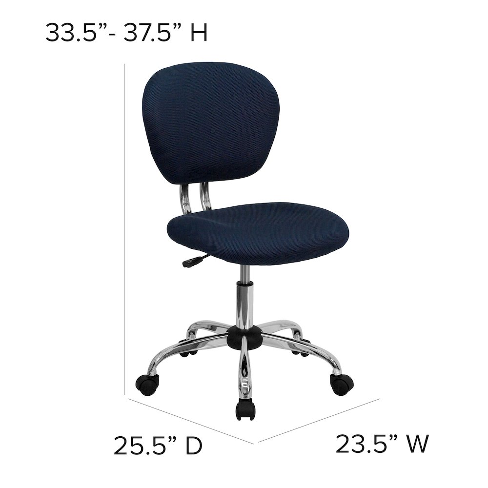 Mid-Back Navy Mesh Padded Swivel Task Office Chair with Chrome Base. Picture 7