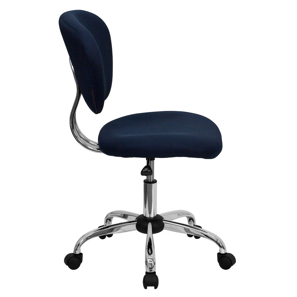 Mid-Back Navy Mesh Padded Swivel Task Office Chair with Chrome Base. Picture 10