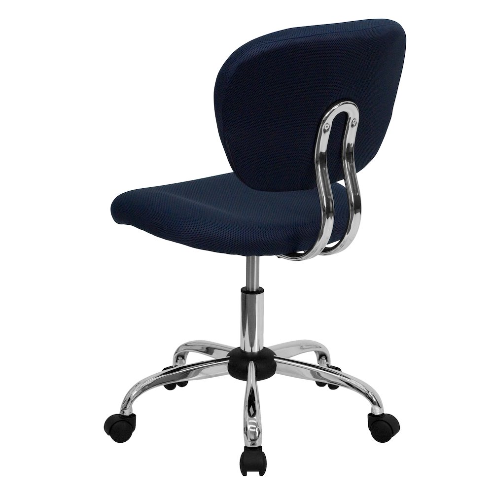 Mid-Back Navy Mesh Padded Swivel Task Office Chair with Chrome Base. Picture 8