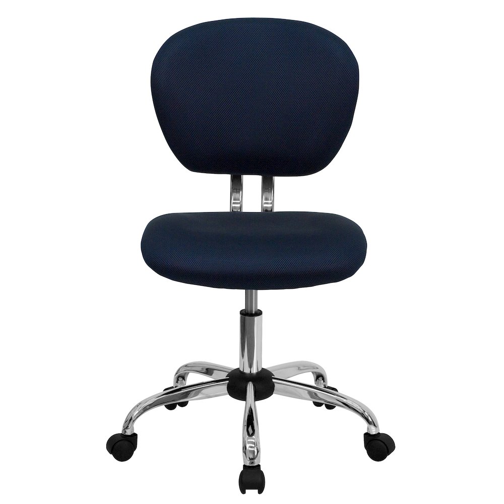 Mid-Back Navy Mesh Padded Swivel Task Office Chair with Chrome Base. Picture 11