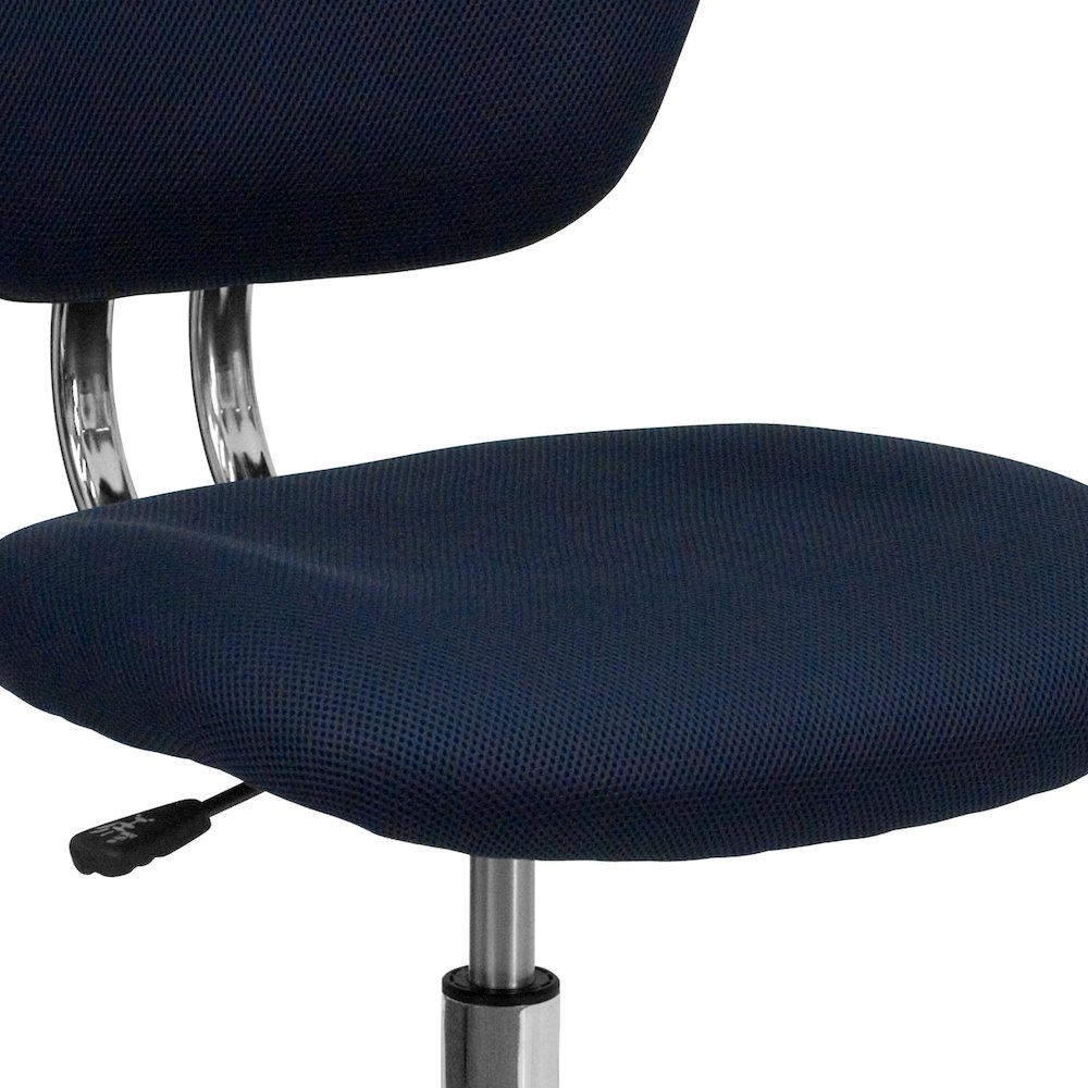 Mid-Back Navy Mesh Padded Swivel Task Office Chair with Chrome Base. Picture 12
