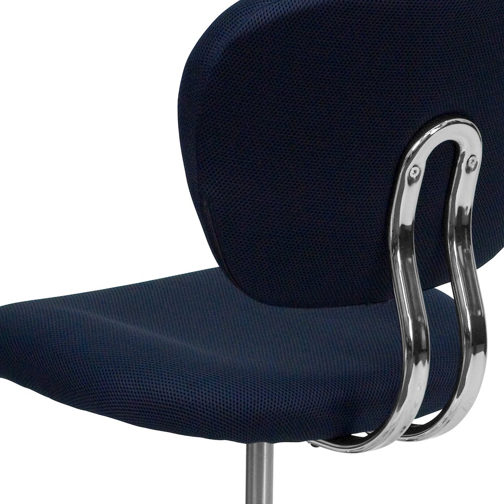 Mid-Back Navy Mesh Padded Swivel Task Office Chair with Chrome Base. Picture 9