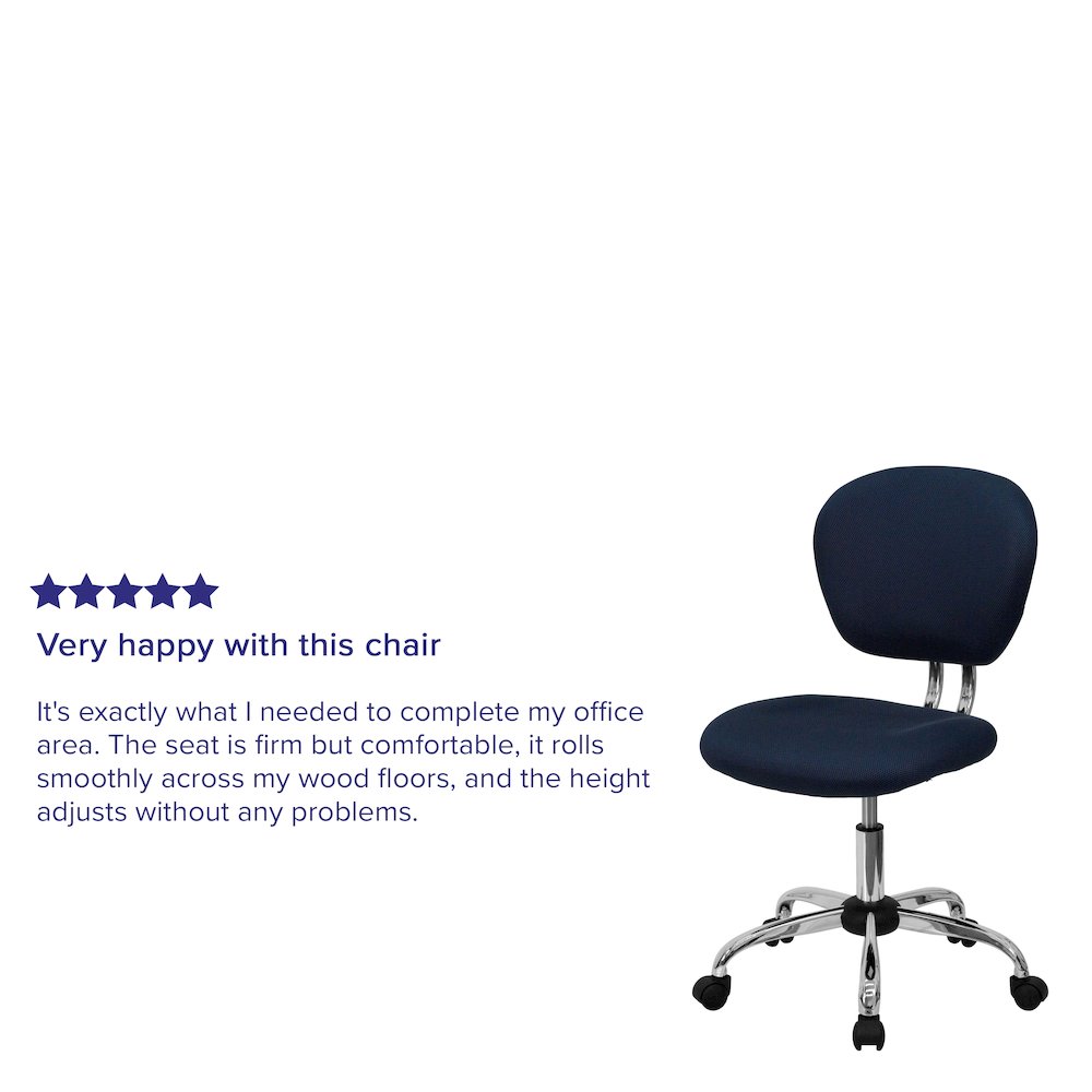 Mid-Back Navy Mesh Padded Swivel Task Office Chair with Chrome Base. Picture 5