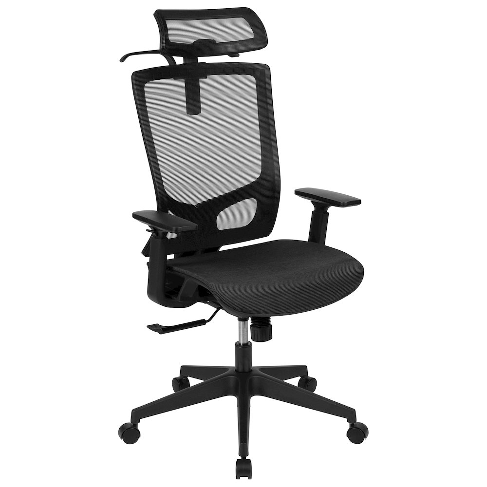 Mesh Office Chair with Synchro-Tilt in Black. Picture 1