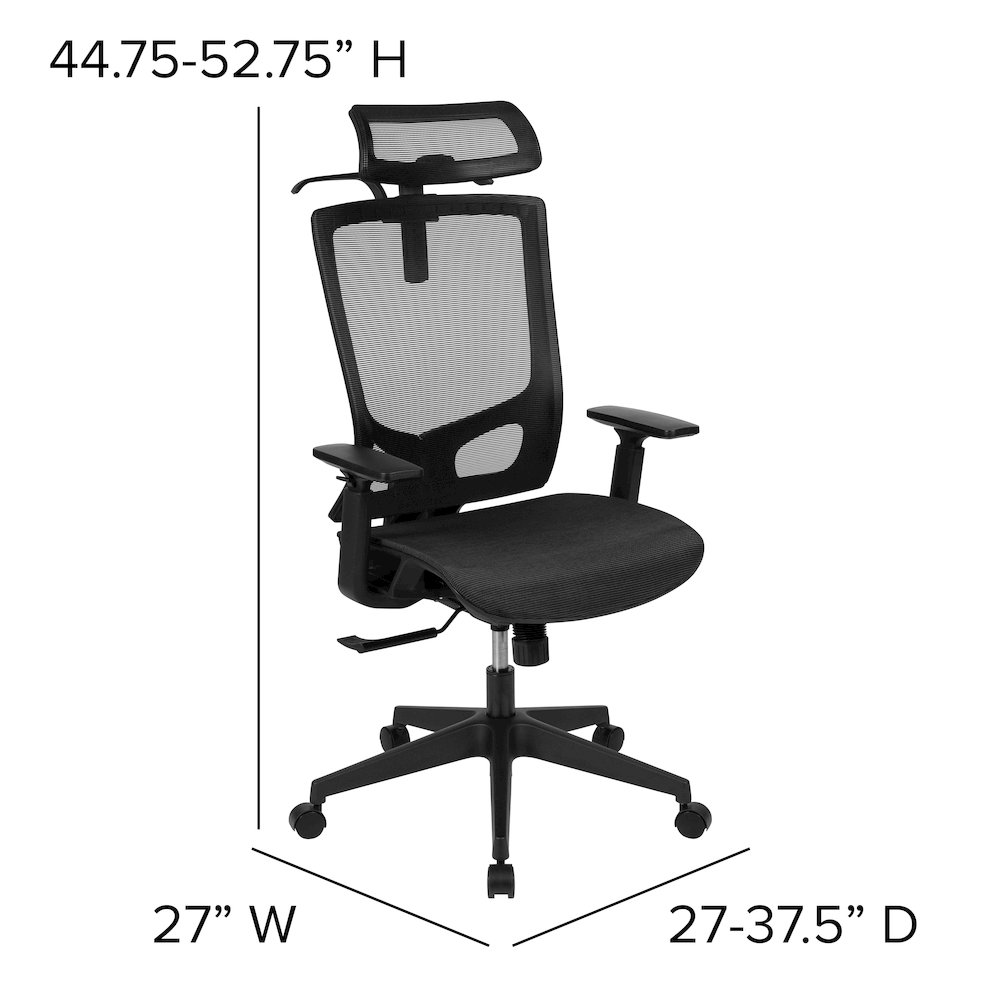 Mesh Office Chair with Synchro-Tilt in Black. Picture 7