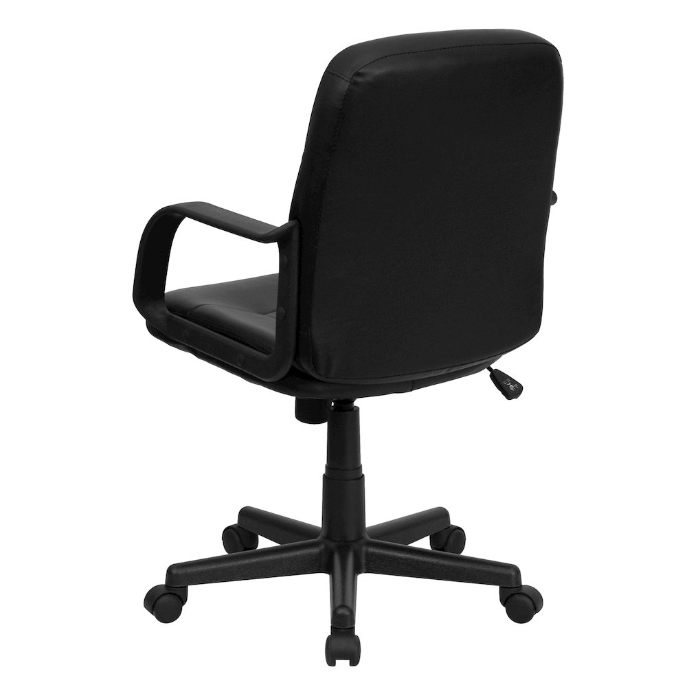 Mid-Back Black Glove Vinyl Executive Swivel Office Chair with Arms. Picture 7