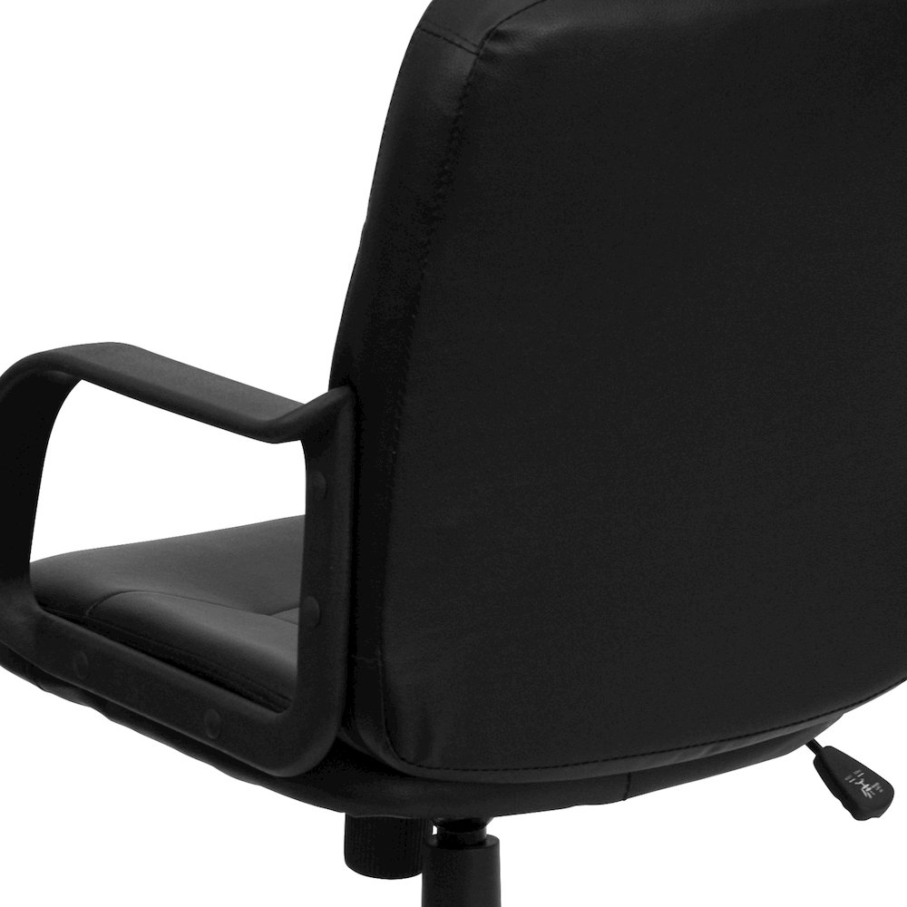 Mid-Back Black Glove Vinyl Executive Swivel Office Chair with Arms. Picture 8