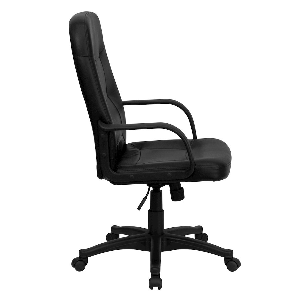 High Back Black Glove Vinyl Executive Swivel Office Chair with Arms. Picture 9