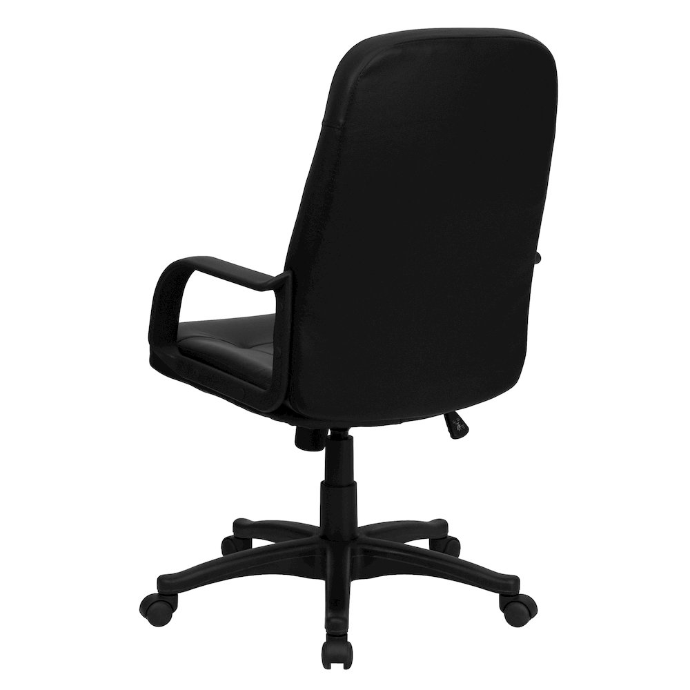 High Back Black Glove Vinyl Executive Swivel Office Chair with Arms. Picture 7