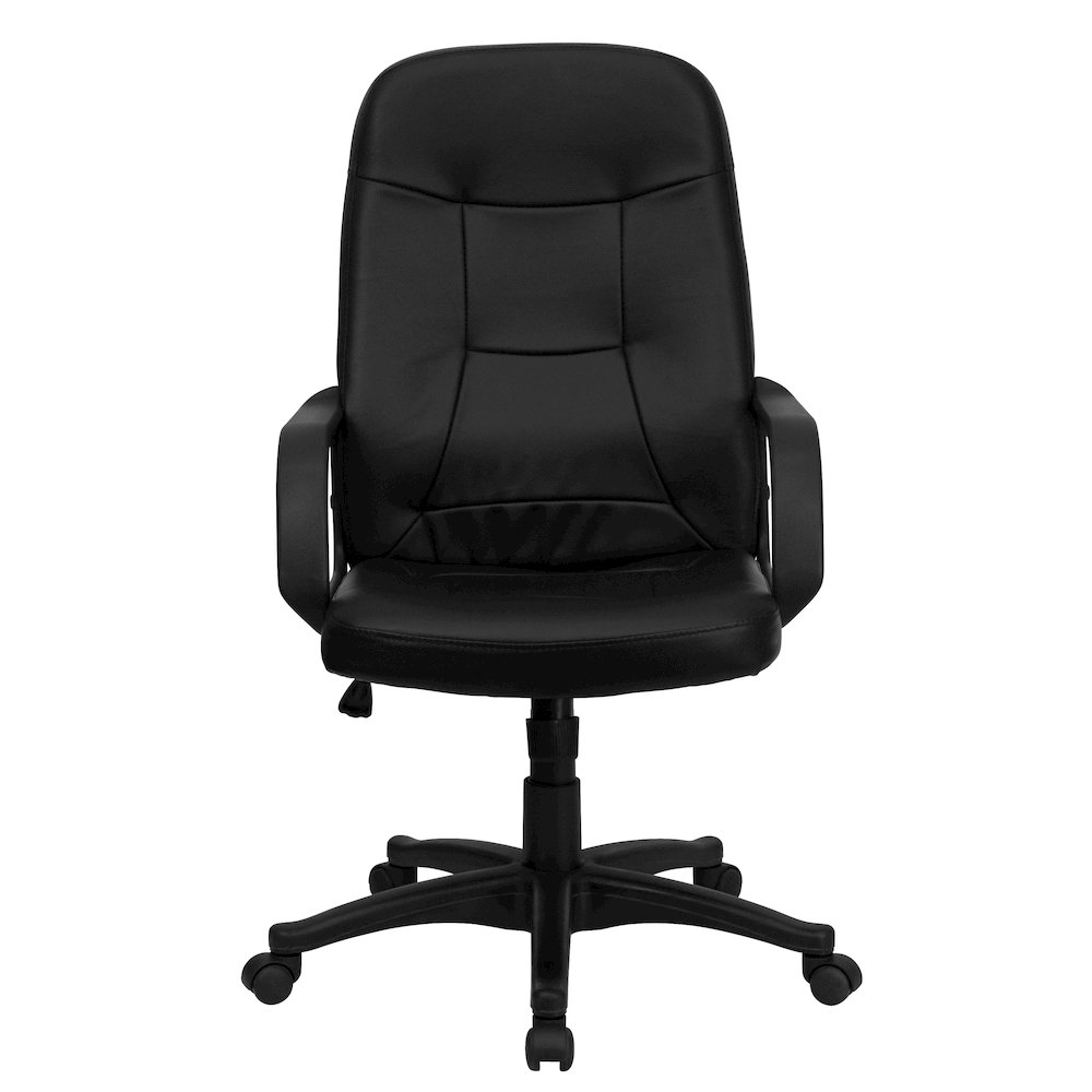 High Back Black Glove Vinyl Executive Swivel Office Chair with Arms. Picture 10