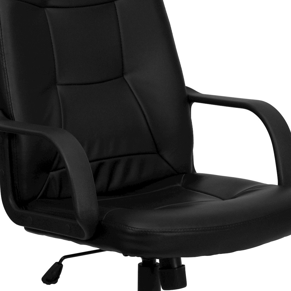 High Back Black Glove Vinyl Executive Swivel Office Chair with Arms. Picture 11