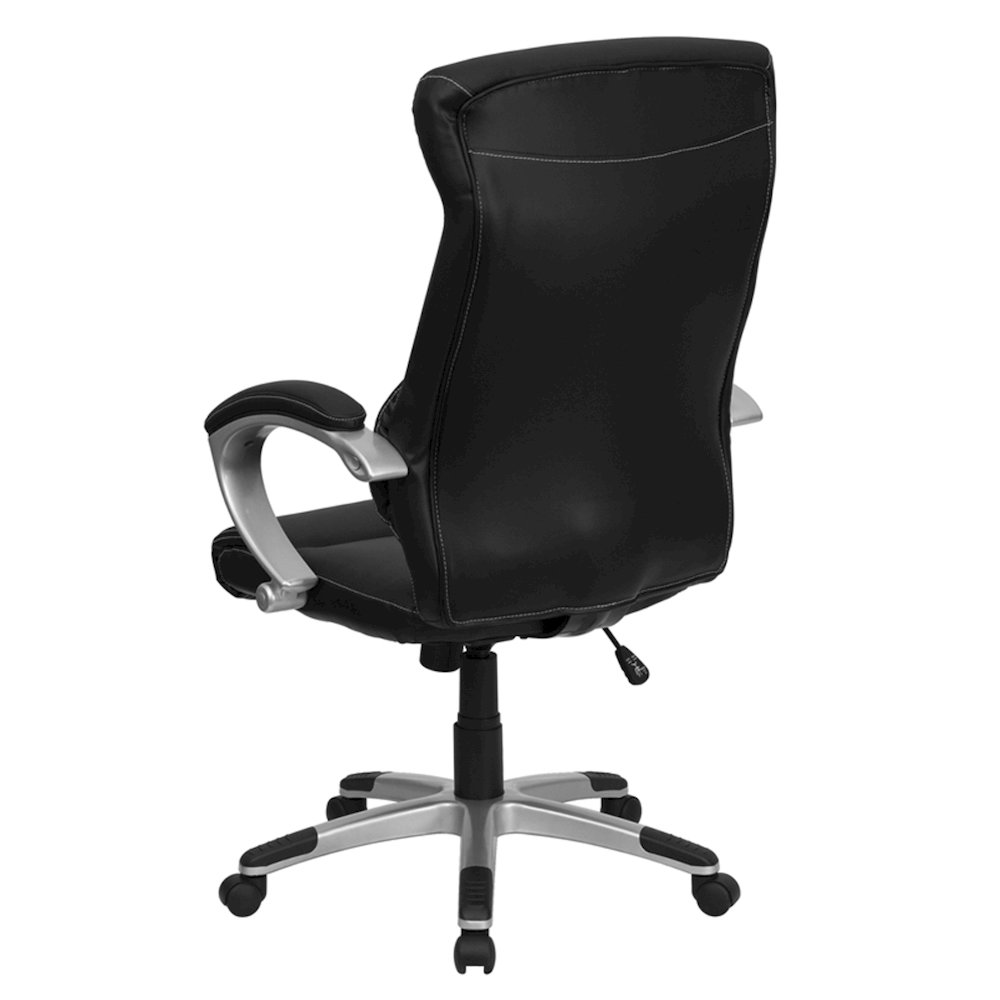 High Back Black Executive Swivel Office Chair with Headrest. Picture 7