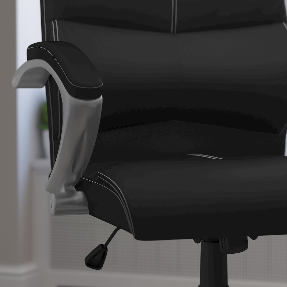 High Back Black Executive Swivel Office Chair with Headrest. Picture 6