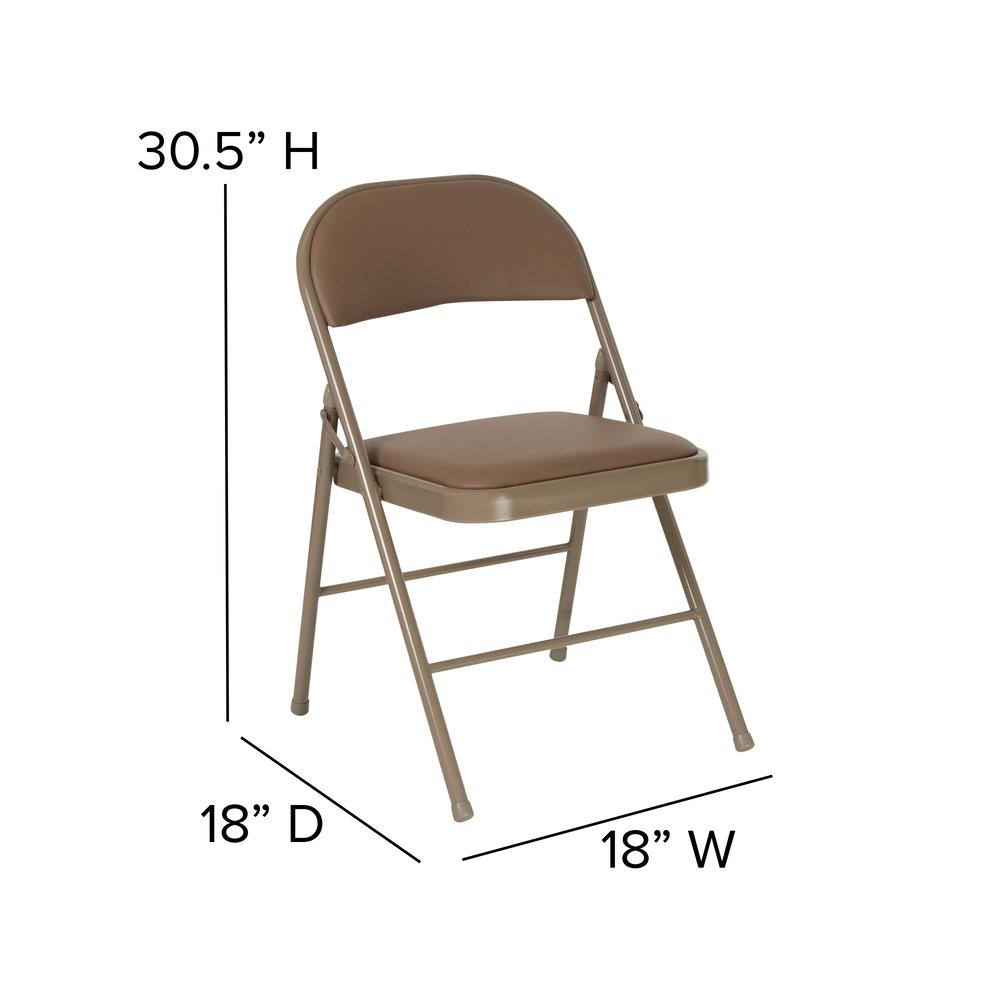Double Braced Beige Vinyl Folding Chair. Picture 11