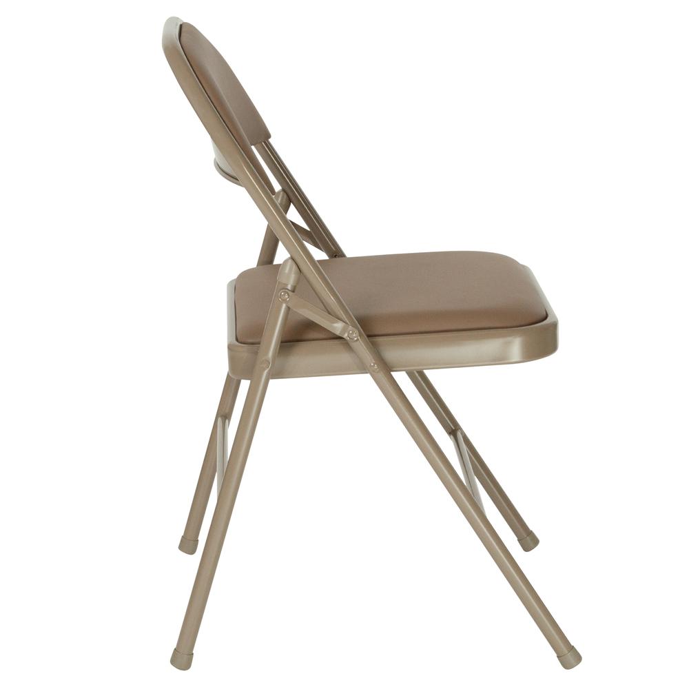 Double Braced Beige Vinyl Folding Chair. Picture 12