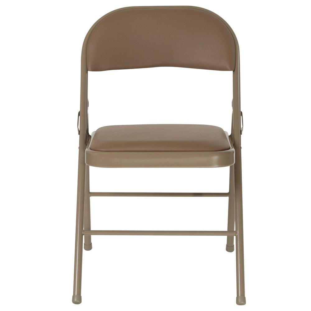 Double Braced Beige Vinyl Folding Chair. Picture 14