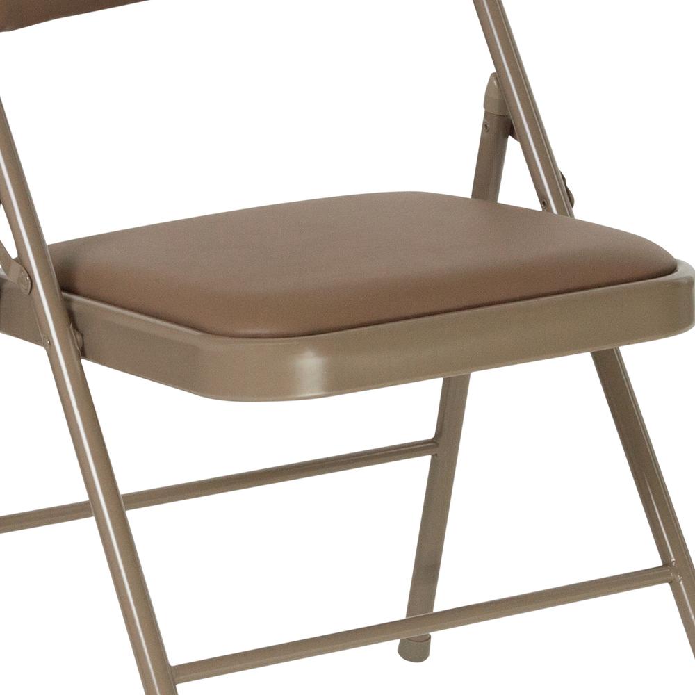 Double Braced Beige Vinyl Folding Chair. Picture 16