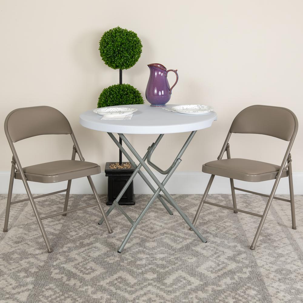 HERCULES Series Double Braced Gray Vinyl Folding Chair. Picture 2
