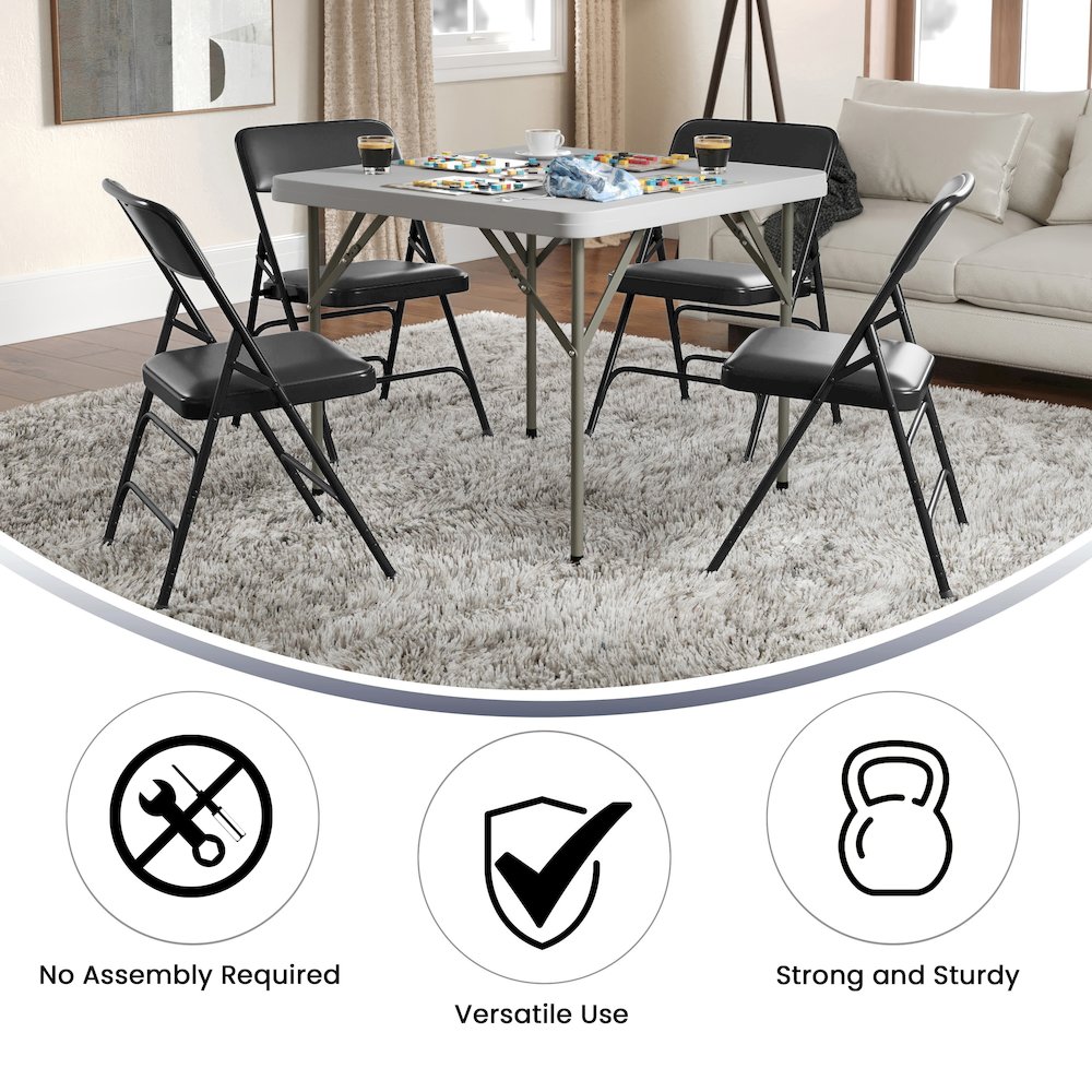 Metal Folding Chairs with Padded Seats | Set of 2 Black Metal Folding Chairs. Picture 5
