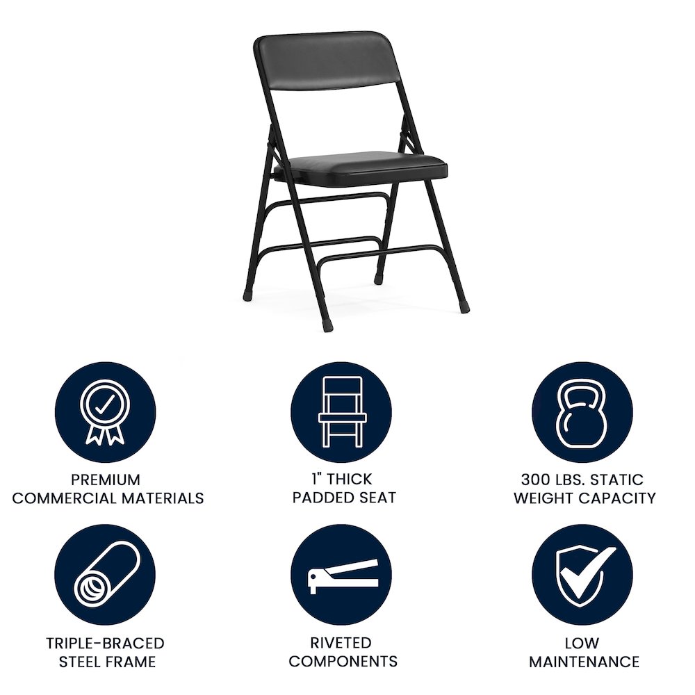 Metal Folding Chairs with Padded Seats | Set of 2 Black Metal Folding Chairs. Picture 4