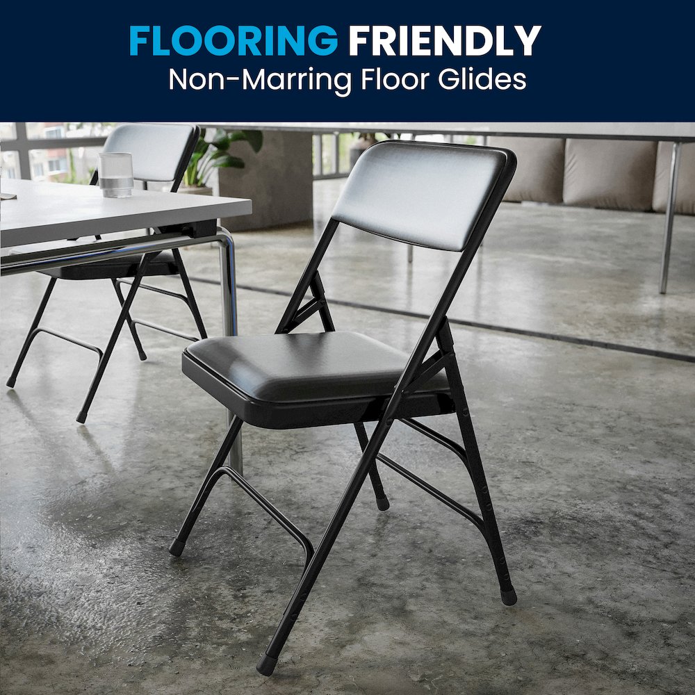 Metal Folding Chairs with Padded Seats | Set of 2 Black Metal Folding Chairs. Picture 8