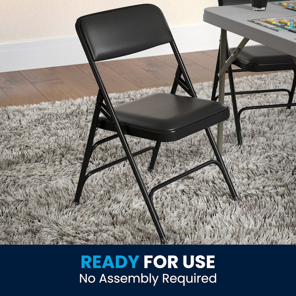 Metal Folding Chairs with Padded Seats | Set of 2 Black Metal Folding Chairs. Picture 9