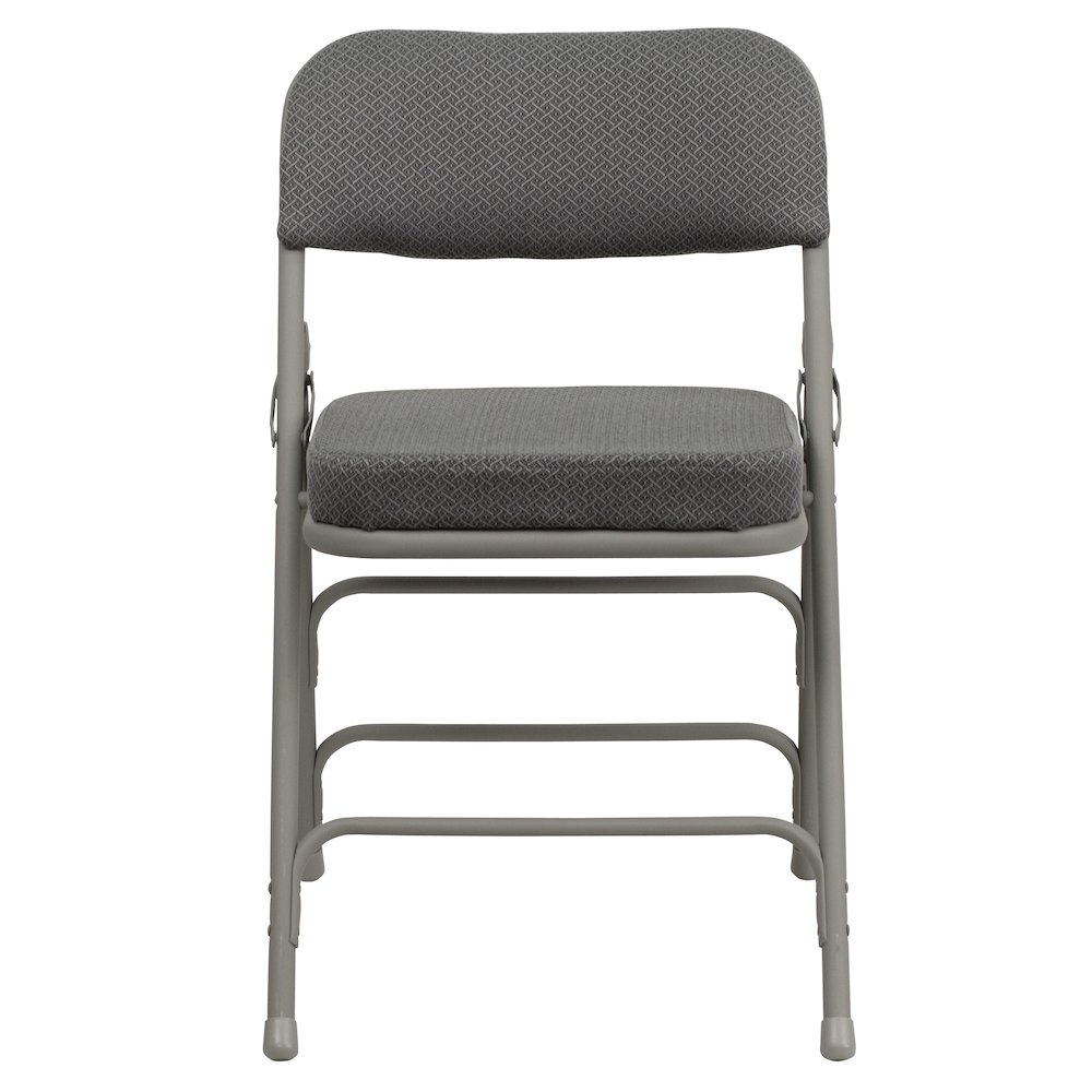 2 Pack Curved Triple Braced & Double Hinged Gray Fabric Metal Folding Chair. Picture 12