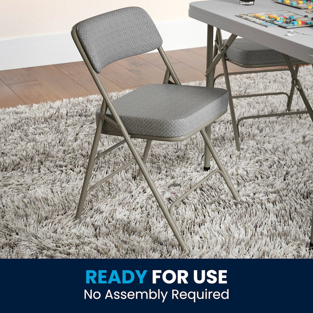 2 Pack Curved Triple Braced & Double Hinged Gray Fabric Metal Folding Chair. Picture 9